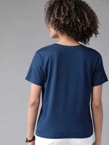 T-shirt pour femme à col rond, manches courtes, couleurs unies, respirant, tissu tricoté en élasthanne/coton, mode été - Product Image 3