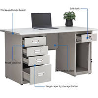 Bureau en acier laminé à froid robuste, prix bas, table de bureau, bureau de direction avec tiroirs et clés, ensemble de bureau d'ordinateur scolaire