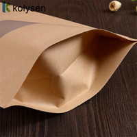 Sac en papier kraft brun biodégradable personnalisé avec logo fermeture éclair pochettes debout pour salade pizza lait sushi gelée aliments pour animaux de compagnie