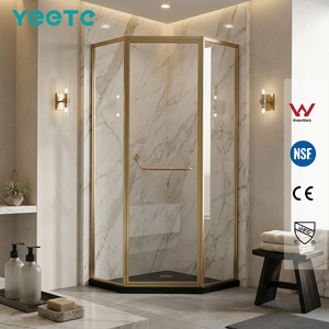 Puerta de Ducha Pivotante YEETE de Titanio Dorado, Vidrio Templado de Seguridad de 6 mm, Mampara de Baño Ajustable de Lujo para Venta al Por Mayor - Product Image 1