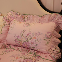 Ensemble de literie avec jupe de lit en dentelle plissée 100% coton, style princesse romantique, pour la décoration élégante de la chambre de fille