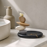 Ornement de rangement en résine effet grès avec plateau à clés noir, objet décoratif moderne pour entrée et bureau