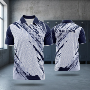 Chemises de sport pour hommes en jersey de coton/élasthanne, à motif uni, brodées sur le devant, décontractées, à boutons, séchage rapide, manches courtes, vente en gros sur mesure - Product Image 2