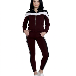 Women's Hooded Color Blocking <b>Tracksuit</b> Full Zipper Long Sleeve Sporty Fit With Side Pockets Autumn Wear - Product Image 1
