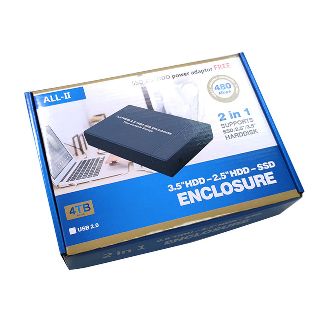 SENYE 2.5''+3.5'' Hard Drive Connect Box SATA Mechanical Solid State 2.0/3.0 Mobile Hard Drive Box 2 in 1