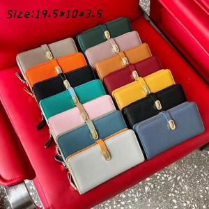 Portefeuille long pour femme en cuir de vache véritable, motif grain de litchi, sacoche de téléphone, pochette porte-monnaie, porte-cartes, mode coréenne - Product Image 2