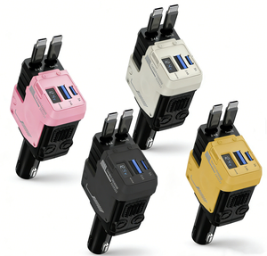 <span class=keywords><strong>Chargeur</strong></span> de <span class=keywords><strong>voiture</strong></span> rétractable <span class=keywords><strong>USB</strong></span> 4-en-1 rapide 120W avec affichage numérique LED, <span class=keywords><strong>chargeur</strong></span> PD <span class=keywords><strong>Type</strong></span> <span class=keywords><strong>C</strong></span> et allume-cigare QC3.0 à réglage 180° - Product Image 1