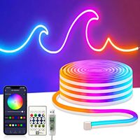 Ruban lumineux néon RGB à changement de couleur avec contrôle par application, étanche IP67, éclairage LED synchronisé avec la musique pour la décoration murale et de chambre