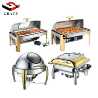 Hotel Restaurant Catering Küchen ausstattung Kommerzielle Party Hochzeit Essen Wärmer Gold Chafing Dish Buffet Set