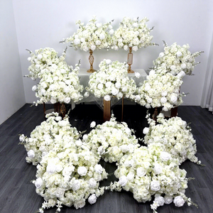 미국 창고 재고 있음 50cm 화이트 인조 꽃볼 웨딩 센터피스 리셉션 호텔 가정 생일 장식용 - Product Image 1
