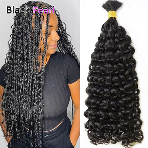 Perruques brésiliennes de cheveux humains Remy tressage en vrac pas de trame tresses bohème de vague d'eau bouclée profonde ciblées pour un look unique et élégant - Product Image 1