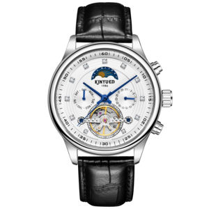 Envío Directo, Reloj Mecánico para Hombre KINYUED, Movimiento Automático, Correa de Cuero, Fase Lunar, Visualización de Día y Fecha, Resistente al Agua 3BAR - Product Image 2