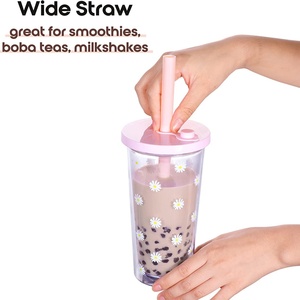 24oz 750ml BPA Free Custom Plastic Tumbler Bubble Tea Bottle <b>Reusable</b> Smoothie <b>Cup</b> <b>with</b> Straw - Product Image 3
