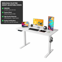Bureau de travail électrique réglable en hauteur ALINUNU, directement de l'usine, pour bureau debout avec crochet pour casque