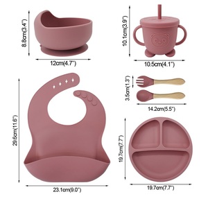 Complete <b>6</b> Piece Silicone Toddler Feeding <b>Set</b> Wooden Spoon Fork Cartoon Pattern BPA Free Durable <b>Dinnerware</b> <b>for</b> Baby Self Eating - Product Image 3