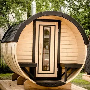 Luxury Red Cedar 8 Person Outdoor Barrel Sauna Room With Wood Burning Stove