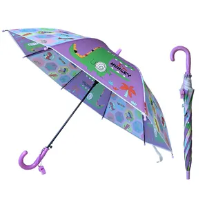 Guarda-chuva infantil de YS-6016, guarda-chuva de cor com desenho animado personalizado e com pontas em linha reta com apito