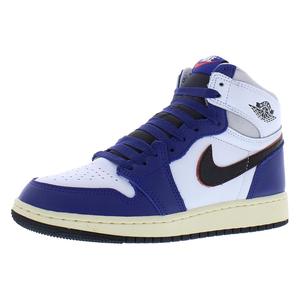 Zapatillas de baloncesto Nike Air Jordan 1 Retro High de cuero original GS en blanco, negro y gris neutro - Product Image 5