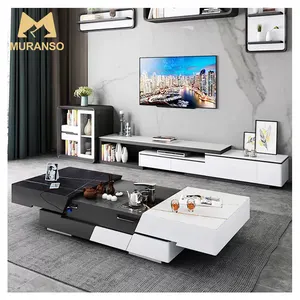 Luxury Living Room Multi-function Rectangle Space Saving Smart Furniture Coffee Table And Tv Cabinet