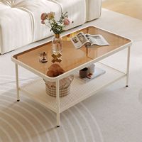 Table d'appoint compacte en verre trempé pour salon, nouveau modèle – Table basse portable avec rangement pour balcon