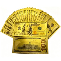 Billet de banque factice US en feuille d'aluminium Or noir 24K, motif billet de 100 dollars, étanche, pour collection et cadeaux de fête, billets de banque USD