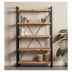 Mangohouten Britt Bibliothèque 120 cm Étagère en bois durable et élégante - Product Image 1