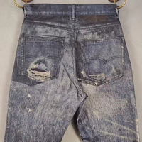 Jeans en denim brut taille haute coupe bootcut, vente en gros ODM, avec rivets, style Hip Hop, motif imprimé personnalisé, pour hommes