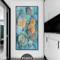 Décoration Murale Sans Perçage : Tableau PS Encadré avec Motif Poisson Doré de Luxe pour Cache-Boîtier Électrique