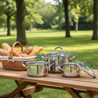 Ensemble de casseroles en acier inoxydable minimaliste et écologique OEM, acier chirurgical classique 304, casseroles et poêles de cuisine, couvercle en verre, cuisine à domicile