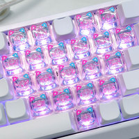 Aflion MAO Profile Cat Cute PC Keycaps Noir Rose Transparent 21 Touches Disposition ANSI/ISO Cool Gaming pour Switch Mécanique MX