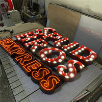 Letrero de Metal 3D Personalizado con Bombillas LED para Publicidad Interior y Exterior, Decoración de Centros Comerciales y Parques, Letreros Flexibles de Neón