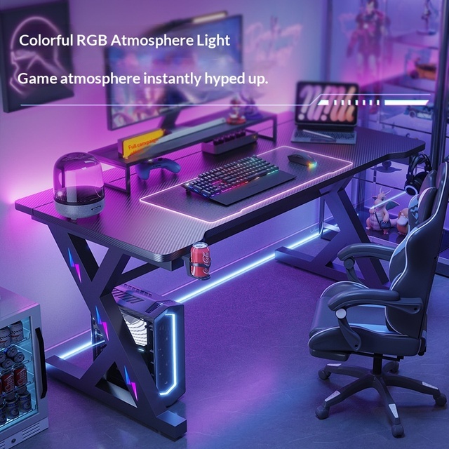 E-Sports Two-Section Home Use Installable Mechanical Arm Gaming Office Desk with Light Internet China Origin