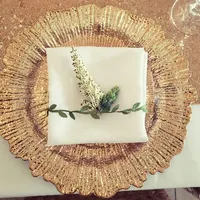 Düğün masa decorative13inch plastik altın resif servis örtüsü