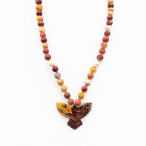 Collier Mala artisanal en jaspe Mookaite avec pendentif Phénix en jaspe Mookaite - Embrassez la transformation et la renouvellement - Product Image 2