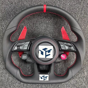 พวงมาลัยคาร์บอนไฟเบอร์หุ้มหนังสุดหรูสไตล์สปอร์ตสำหรับ Audi R8 TT Mk2/<span class=keywords><strong>Mk3</strong></span> B8 RS TTS TTRS RS3-7 A3-A8 Q3-Q7 ซีรีส์ 6 M4 X6 - Product Image 1