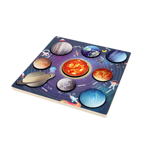 Puzzle del Sistema Solare in Legno, Gioco Educativo Montessori con 8 Pianeti, Gioco di Abbinamento Astronomico per Bambini - Product Image 1
