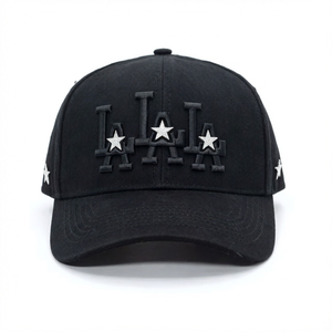 Gorra de Béisbol Negra de 5 Paneles con Estrella de Diamantes de Imitación Bordada, Visera Curva Ajustable para Uso Casual y Urbano - Product Image 1