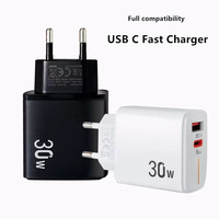 Nuevo Enchufe de Carga Rápida PD/QC3.0 de 30 W para Teléfonos Móviles, Compatible con Cargador USB y Tipo-C, Salida de 5 V/3 A