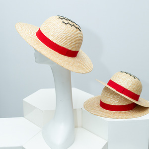 A212 <span class=keywords><strong>Sombrero</strong></span> de Paja Plano Tipo <span class=keywords><strong>Luffy</strong></span> de One Piece para Cosplay, Convenciones, <span class=keywords><strong>Sombrero</strong></span> de Paja de Verano - Product Image 1