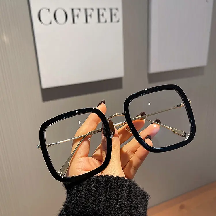 Mode surdimensionné carré lunettes rétro femmes Anti-lumière bleue bloquant le métal cadre lunettes optique ordinateur lunettes