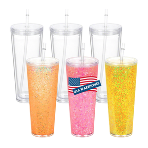 Glam Glitter Tumblers With Lids And Straws Unisex Party <b>Drinkware</b> <b>Plastic</b> Bpa Free - Product Image 1