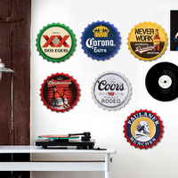 Plaques murales décoratives en métal imprimées, forme bouchon de bouteille de bière, style rétro vintage, 35 cm de diamètre, sans minimum de commande (MOQ)