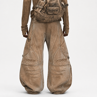 DiZNEW Grunge Apocalypse Aesthetic Baggy Jeans Homme Vintage Mud Wash Grommet Cargo Trousers Avant-garde High Street Jeans