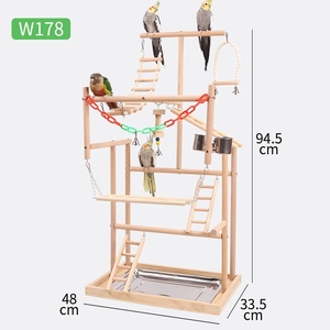 Grand support de jouets de luxe pour oiseaux avec échelle de terrain de jeu et balançoire pour perroquet en bois écologique pour l'escalade et le jeu - Product Image 6