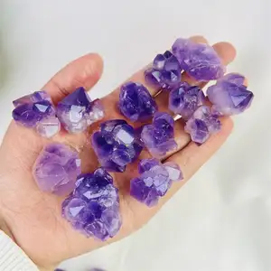 批发紫色水晶宝石矿物标本天然紫水晶花石原石愈合水晶能量