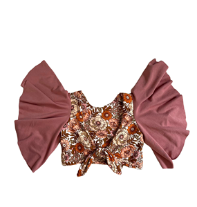 फैशन बच्चों लड़कियों स्पंदन आस्तीन टाई अप के लिए फसल शीर्ष शर्ट गर्मियों पुष्प प्रिंट Toddlers के लघु लड़कियों ब्लाउज के लिए सबसे ऊपर है - Product Image 1