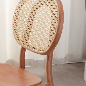 Silla de Comedor Nórdica de Ratán con Respaldo de Madera Maciza, Estilo Vintage para Hogar, Cafetería, Muebles de Hotel - Product Image 5