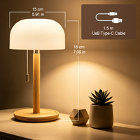 Lampe de table LED en bambou naturel, rechargeable, portable, éclairage ambiant 3 couleurs pour chambre à coucher, salon, hôtel