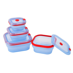 Food Storage Container Foldable Rectangle Clip-On Lid For Travel And <b>Microwave</b> Use - Product Image 3
