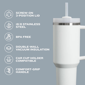 Vaso Térmico de Acero Inoxidable de Doble Pared con Aislamiento al Vacío de 40 oz, para Cerveza y Bebidas Frías, con Tapa y Asa, Personalizable, También Disponible en 20 oz y 30 oz - Product Image 3